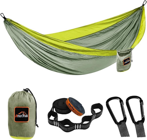 Ultralight 2-Person Camping Hammock 300x200 cm Breathable Nylon + Tree Straps