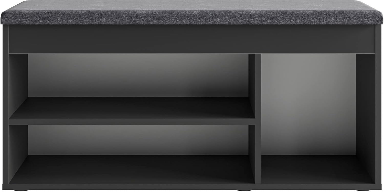 Black Shoe Storage Bench with Cushion Hidden Compartment Entryway Seating