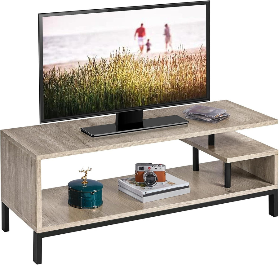 Grey Industrial TV Stand Unit with Shelf, Metal Frame, 106cm for 50" TVs