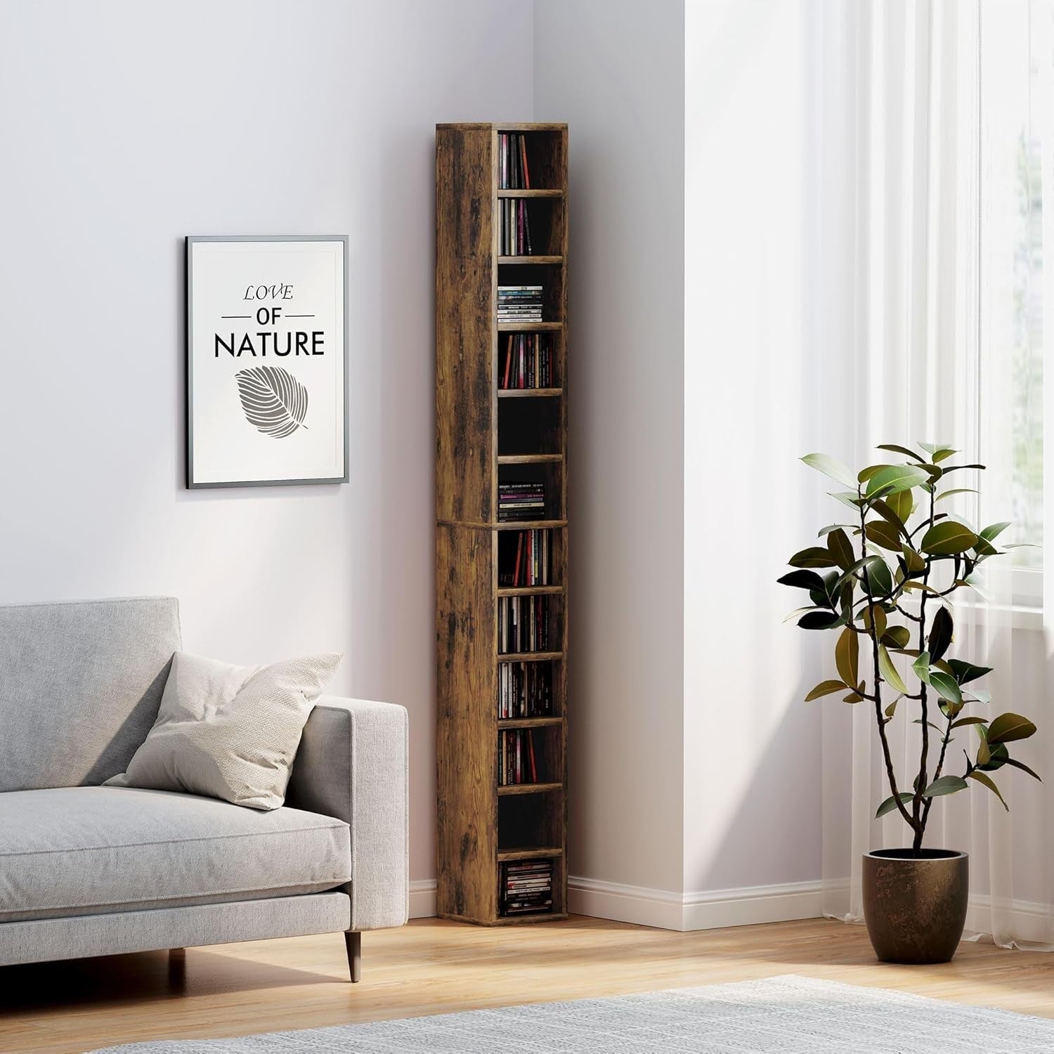 CD Storage Tower 204 CD Bookcase 12 Cube Slim Media Display Shelf