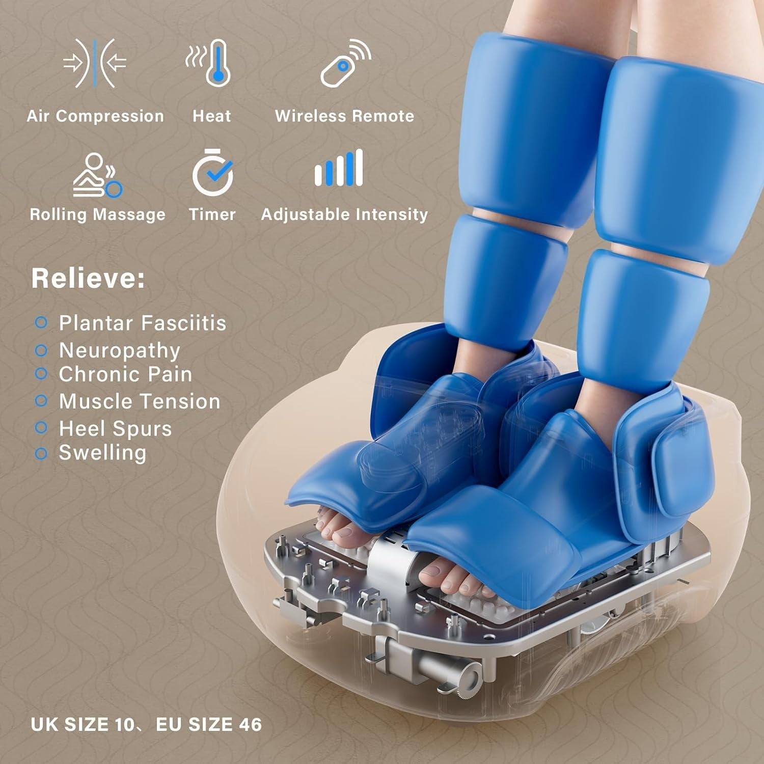 Shiatsu Foot & Leg Massager w/ Heat, Rollers, 5 Modes, Pain Relief