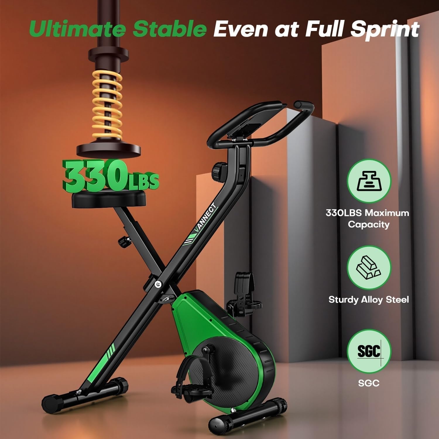 Foldable Exercise Bike 16-Level Magnetic Resistance Quiet Adjustable Seat