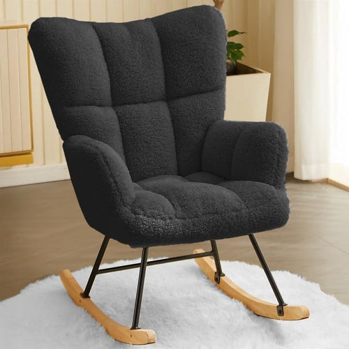 Comfy Tufted Rocking Chair High Back Memory Foam Load 136kg Living Room