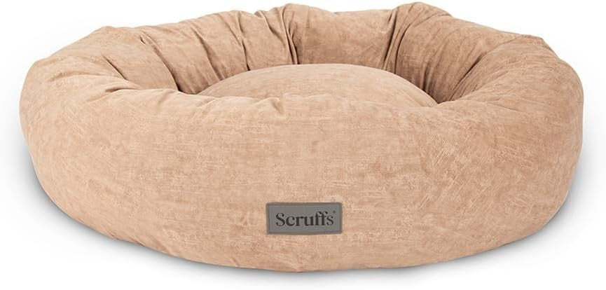 XL Ring Dog Bed 75cm Washable Velvet Desert Sand