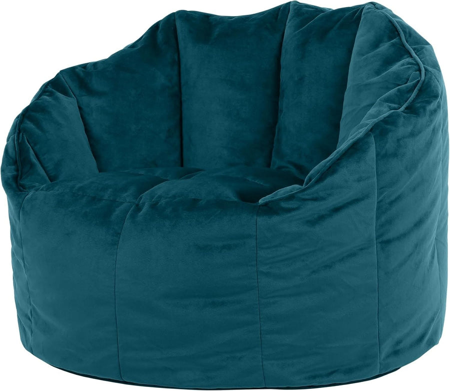 Teal Velvet Bean Bag Chair Adult Large Lounge Seat Soft Home Comfort