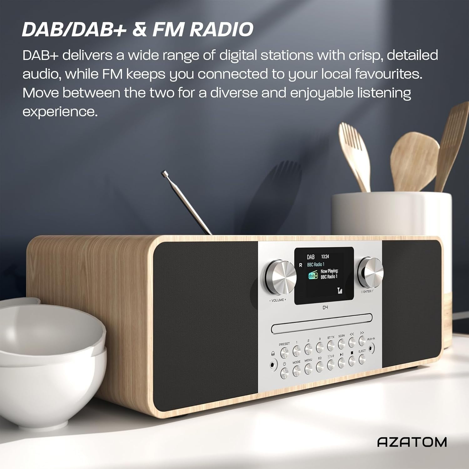 DAB/DAB+ FM Digital Radio with CD Player, Bluetooth & 60W Stereo