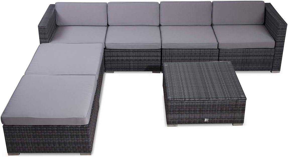 6 Seater Outdoor Rattan Sofa Set | Modular Garden Furniture Patio Couch