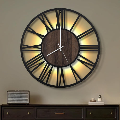 Silent Large 80cm LED Wall Clock with Roman Numerals for Living Room Decor