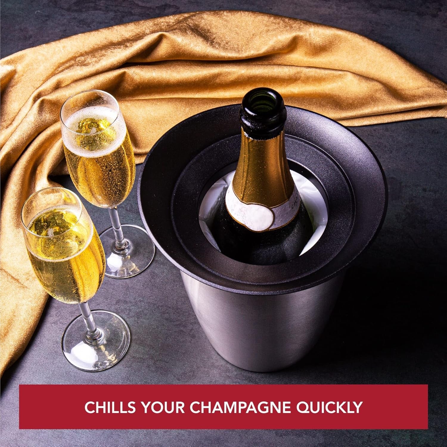 Stainless Steel Champagne Cooler Ice Free Wine Bottle Chiller Reusable Sleeve