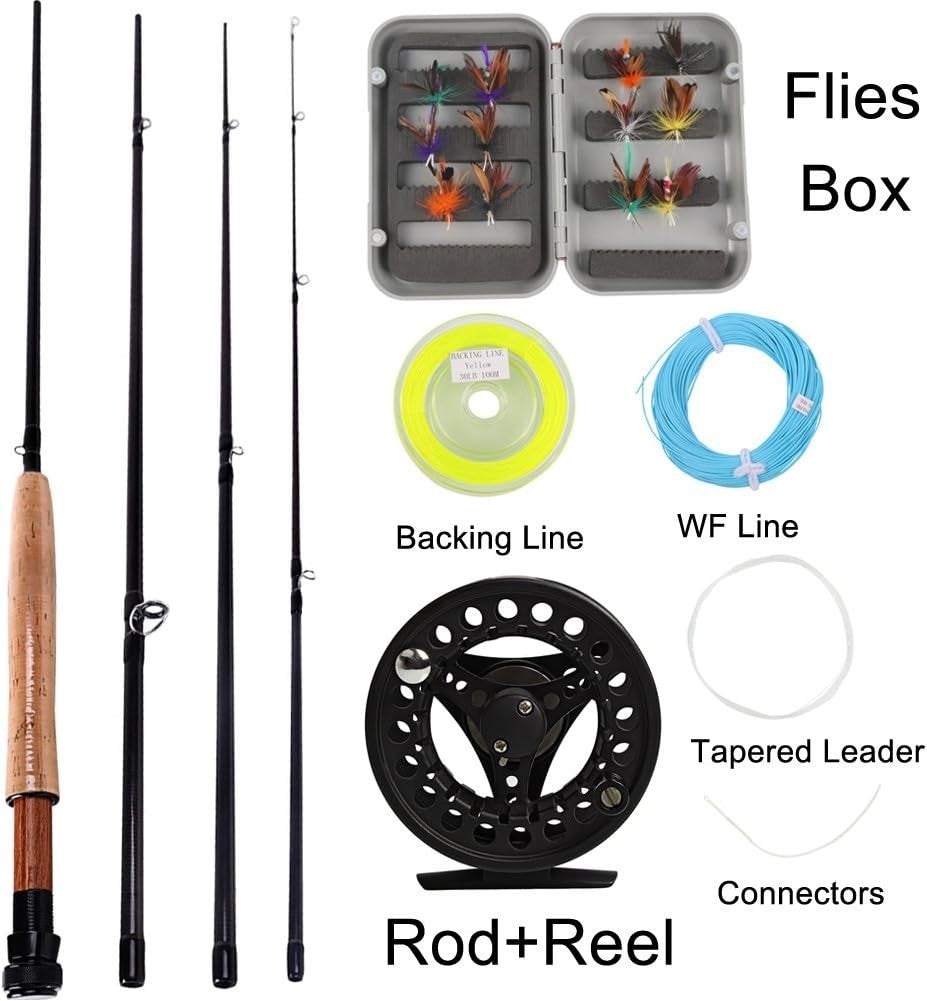 8.85ft Fly Fishing Rod & Reel Combo – Carbon Freshwater 4-Section Kit