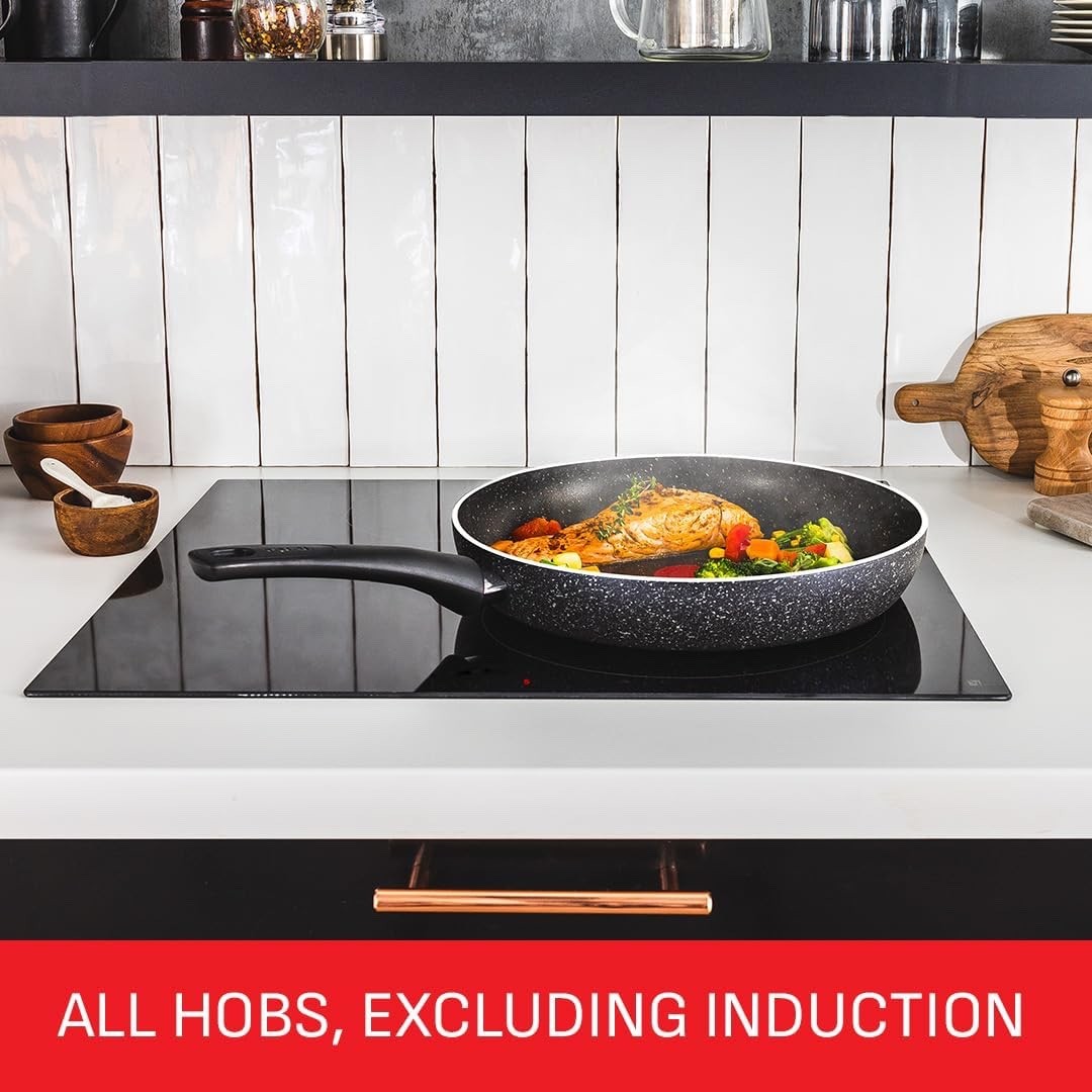 5pcs Stone Non Stick Cookware Set – Glass Lid Pots & Frying Pans, PFOA Free