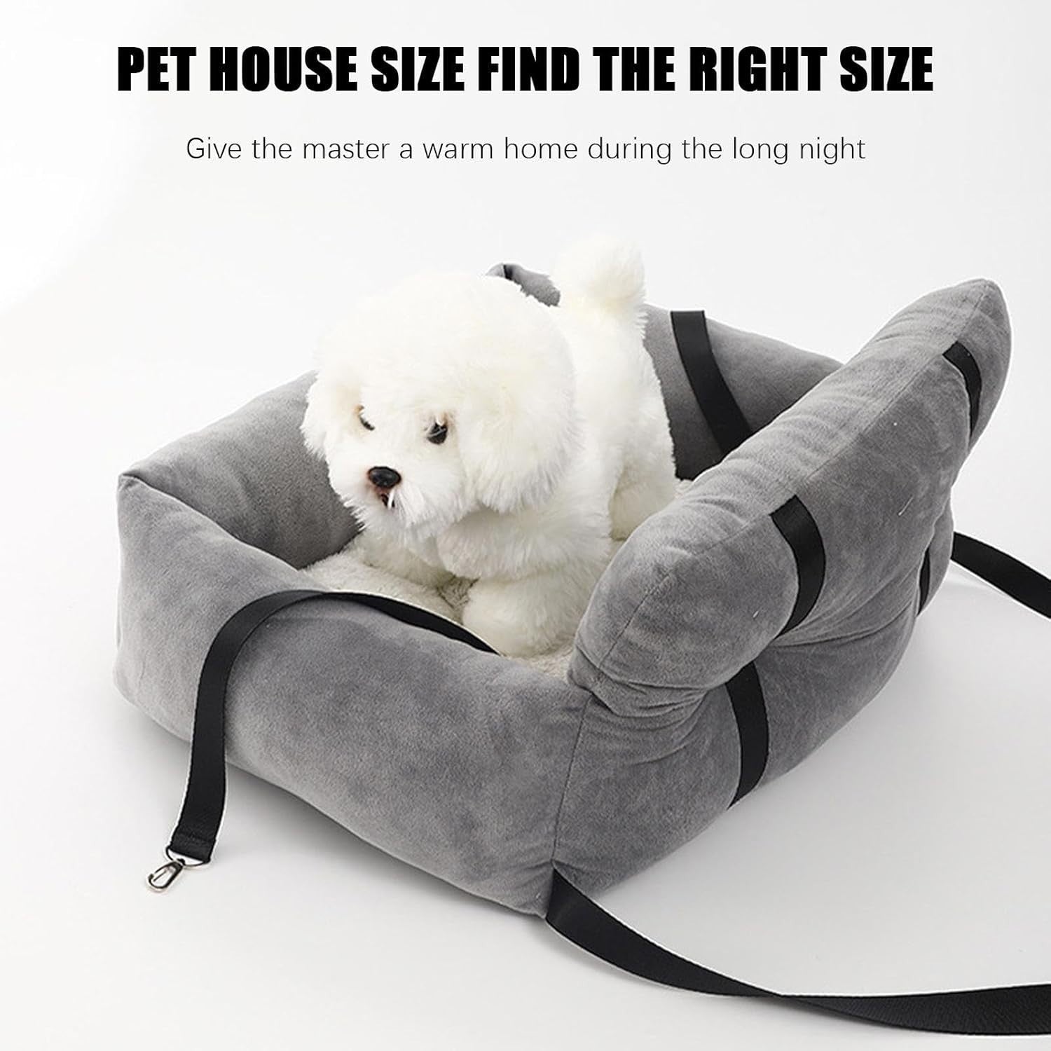Pet Booster Car Seat Small Dog Cat Travel Bed Non Slip Carrier Grey