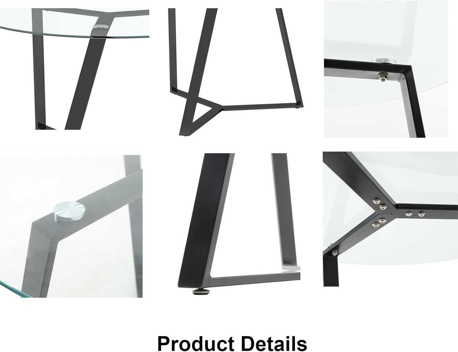100cm Round Glass Dining Table with Black Metal Legs Modern Kitchen Table