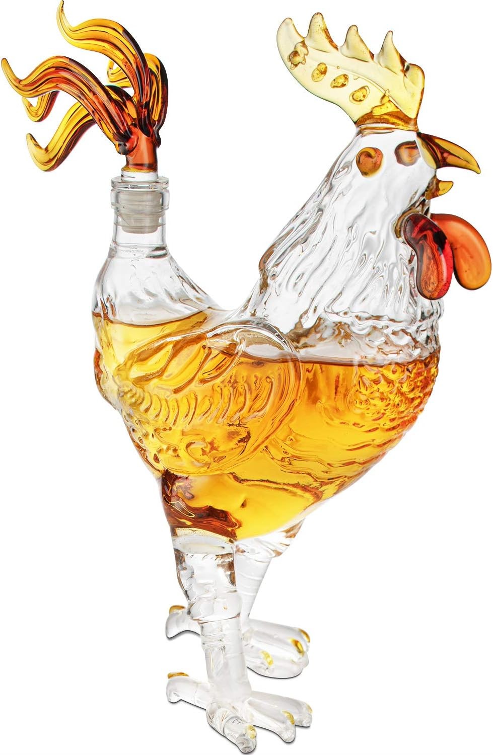 Rooster Whiskey Decanter 500ml – Unique Glass Cock Bottle for Spirits & Home Bar
