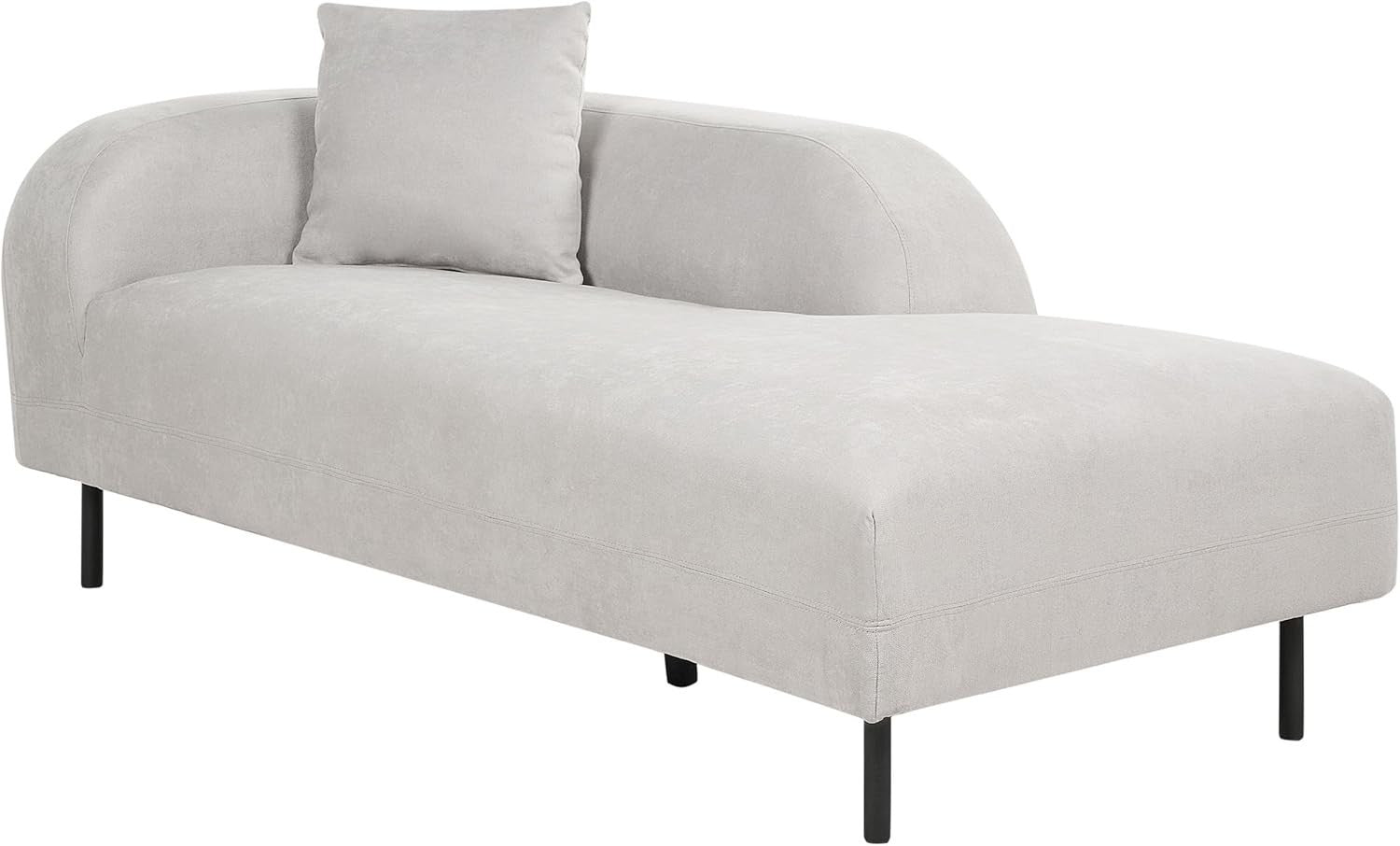 Grey Left-Hand Chaise Lounge Sofa | Retro Curved Back, Fabric & Cushion