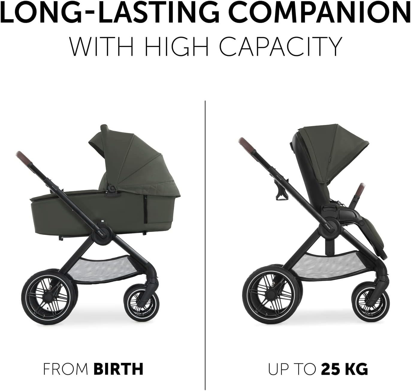 Walk N Care 2-in-1 Pram & Pushchair Dark Olive Lightweight Foldable Stroller