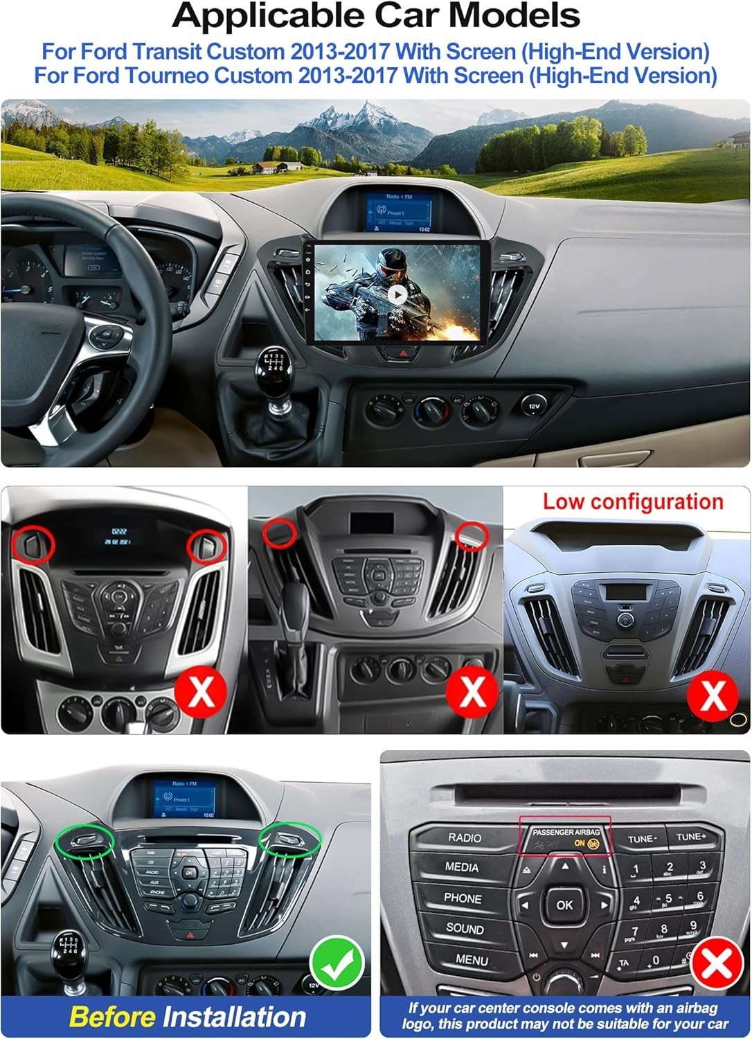 9" Android 15 Car Stereo Ford Transit Tourneo 2013-2017 GPS WiFi