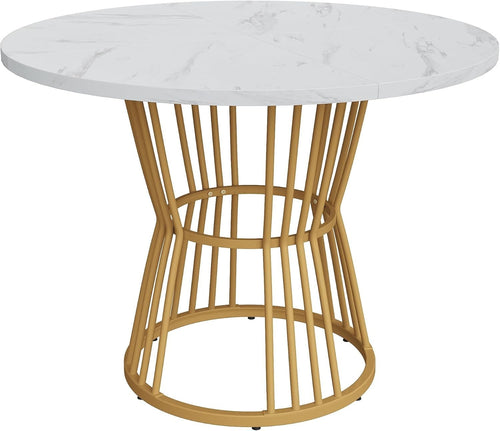 100cm Round Marble Dining Table Gold Legs Modern Kitchen Restaurant