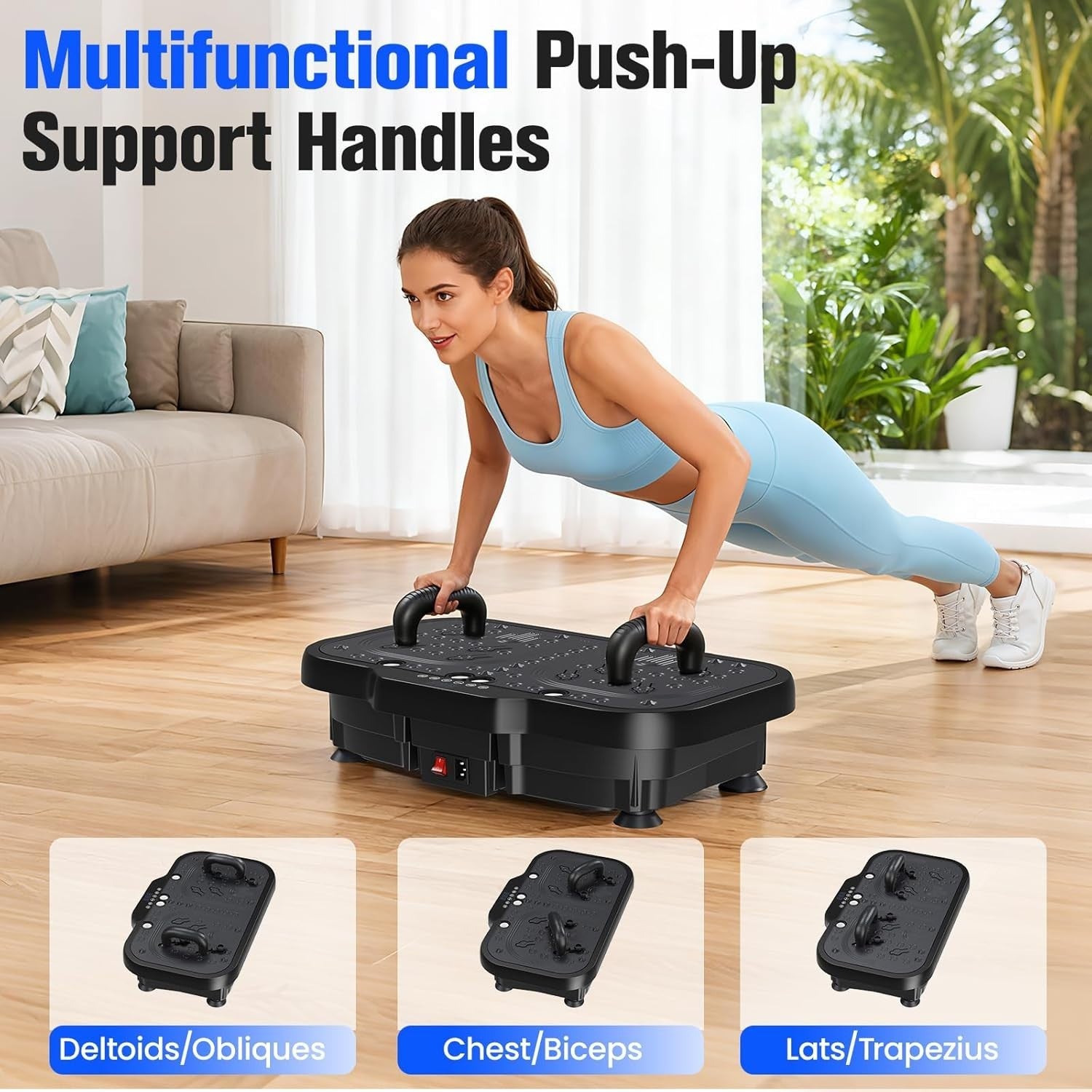 Double Motor Vibration Plate 180 Speeds Handles Bands 330lb