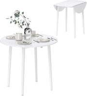 Round Folding Drop Leaf Dining Table for Small Kitchens and Spaces