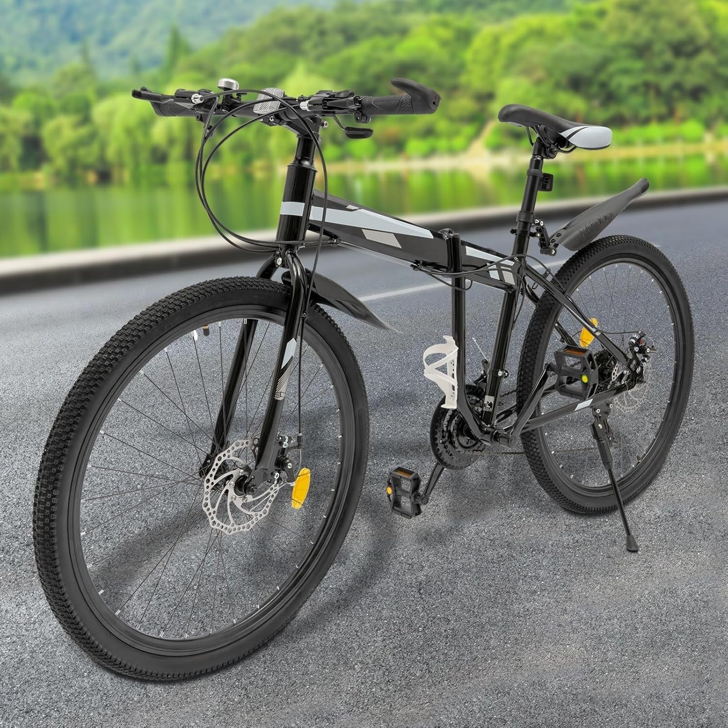 Folding 26" Mountain Bike 21-Speed MTB Disc Brakes Adult Off-Road Cycle