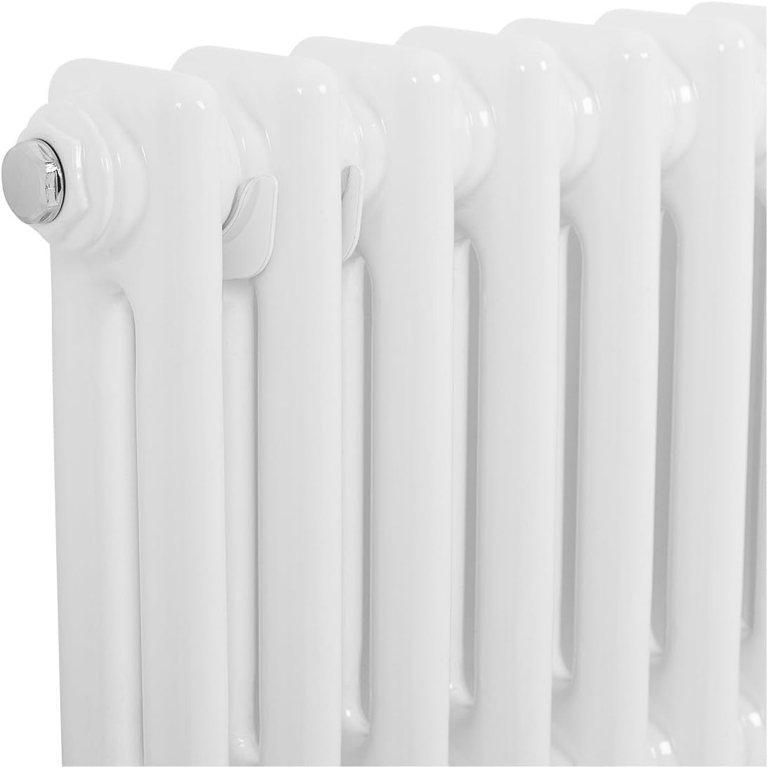 Double Column Horizontal Radiator 300x1460mm White Cast Iron Style