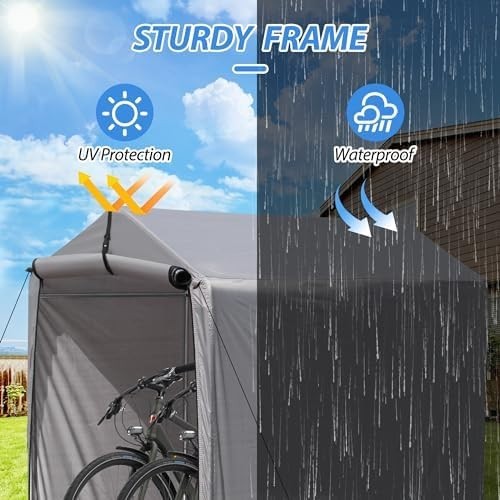 Outdoor Storage Shed 6x3ft Waterproof Bike Garage Roll-Up Zipper Door