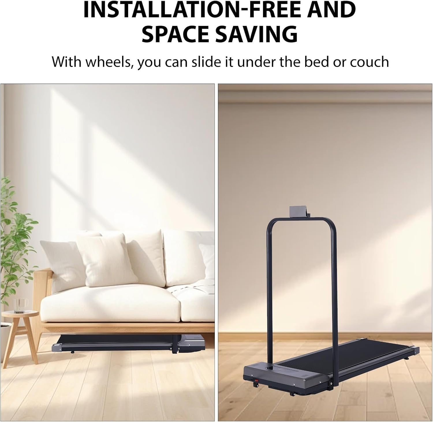 Portable 2-in-1 Under Desk Treadmill Walking Jogging Machine w/ App & LED