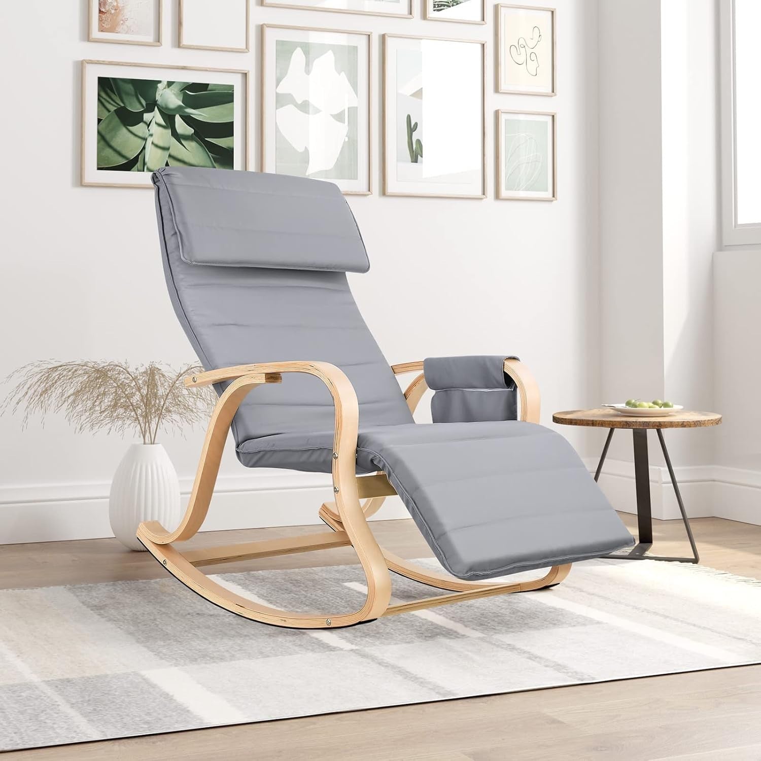 Adjustable Rocking Chair with Headrest & Footrest – Cozy Lounge & Relax Seat