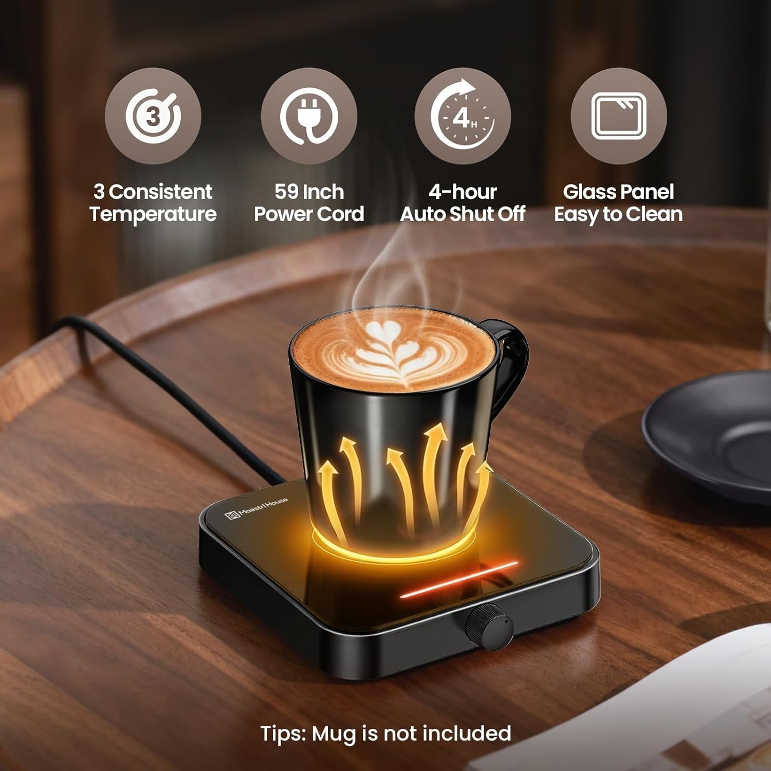 Coffee Mug Warmer 3 Temp Settings Auto Shut Off Desk Heater
