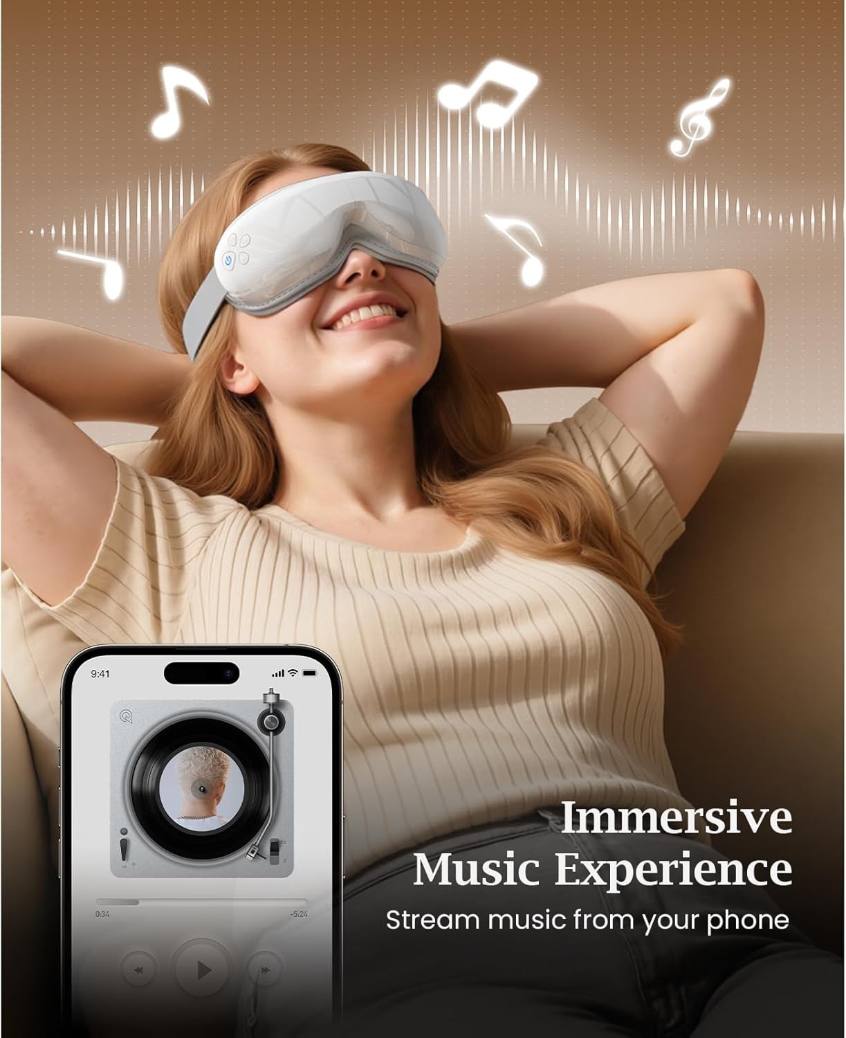 Eye Massager with Heat Compression Music Rechargeable Sleep Mask