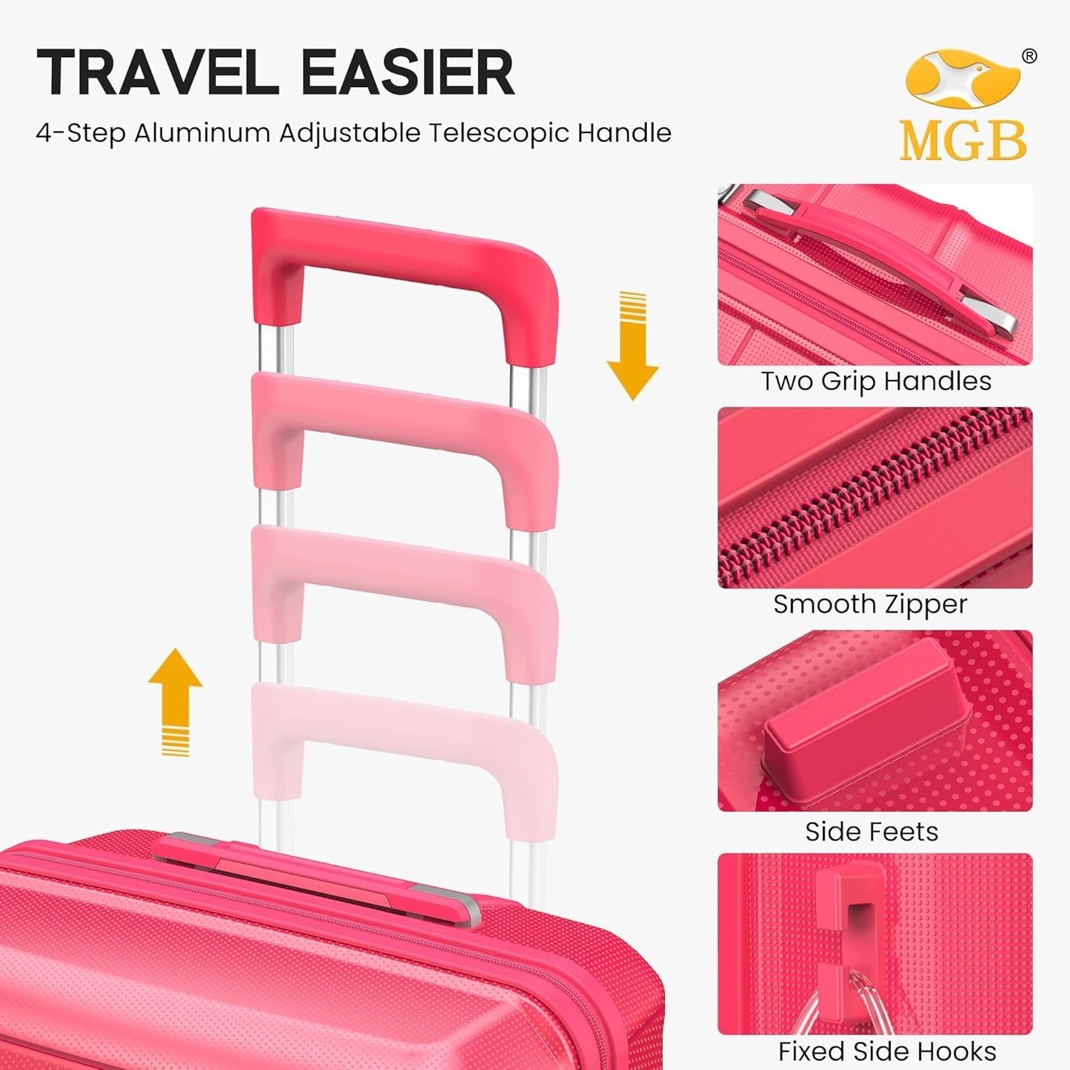 24 Inch Hard Shell Suitcase PP Lightweight 4 Spinner Wheels TSA Lock