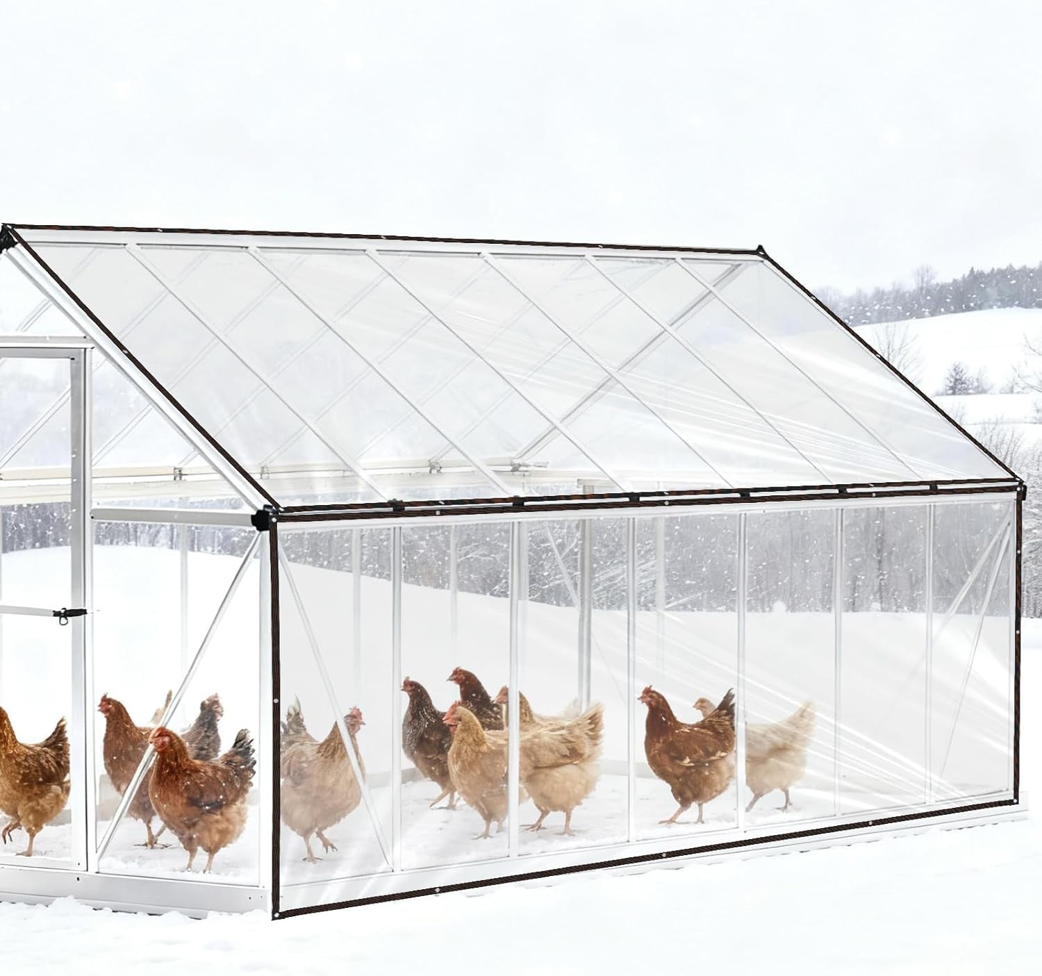 2PCS 4x2M Clear Chicken Coop Cover Waterproof PVC Tarp