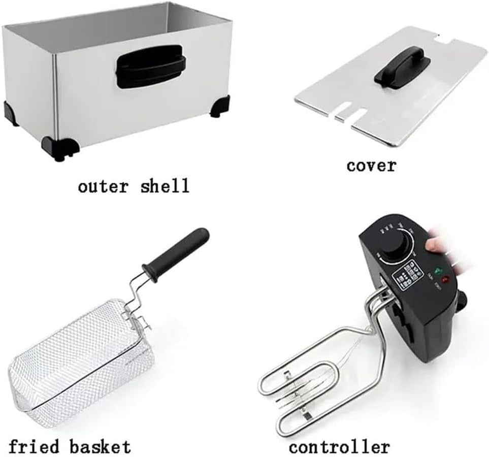 3.5L Stainless Steel Deep Fryer 2000W Electric Basket Temp Control