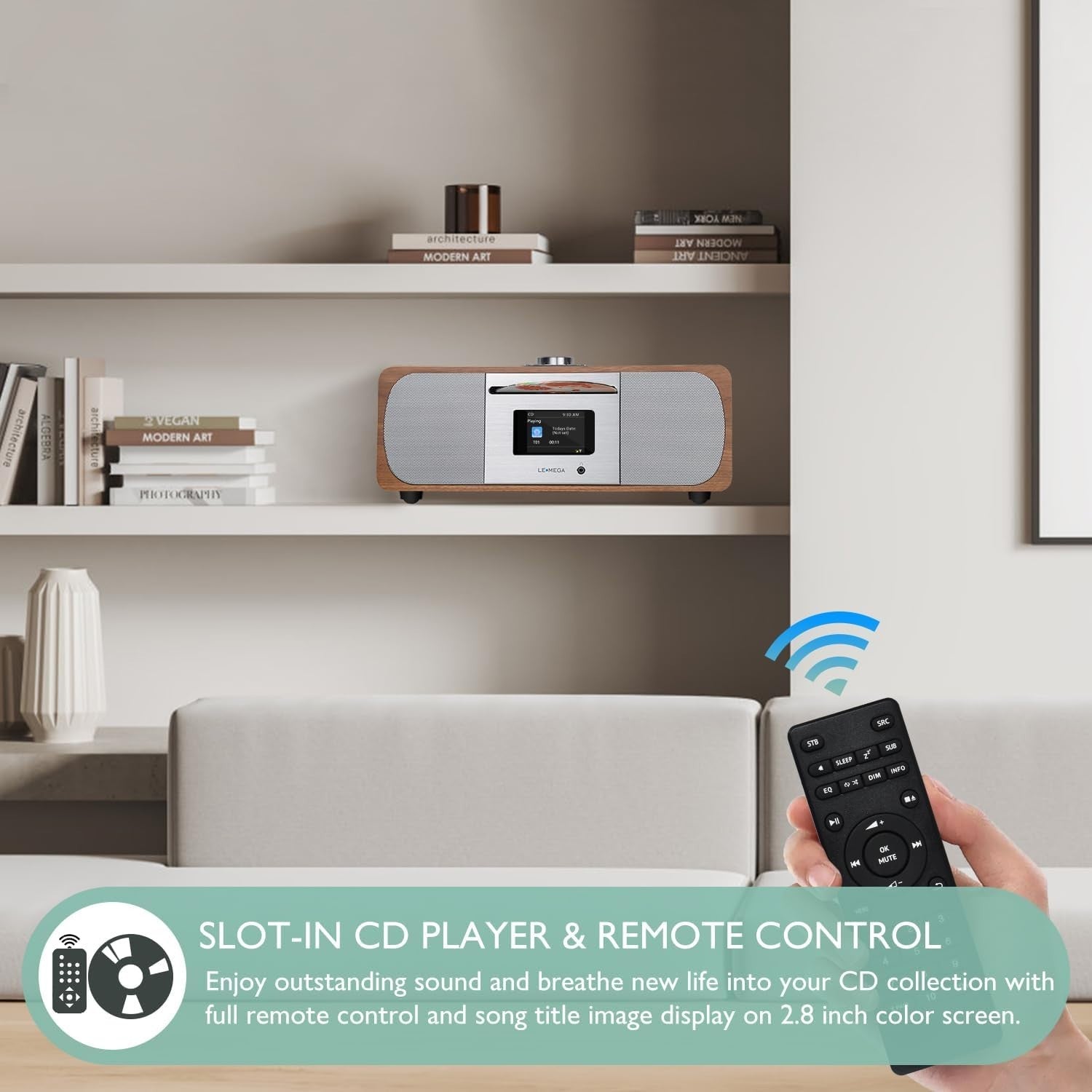 WiFi Internet Radio CD Player DAB+ Bluetooth Hi-Fi 35W Stereo Walnut