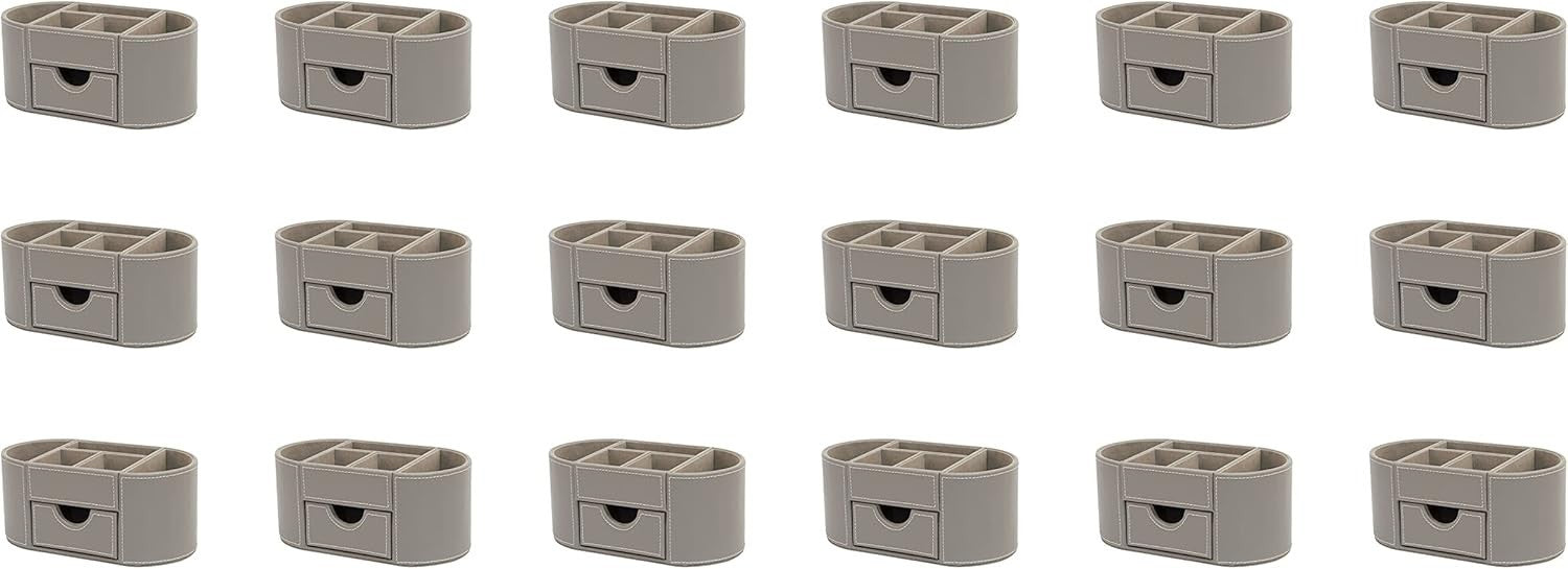 Faux Leather Desk Organiser 6 Compartments  Office Tidy 18-Pack
