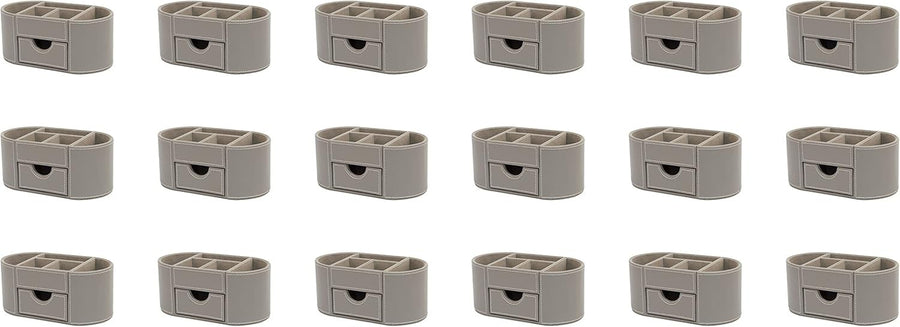 Faux Leather Desk Organiser 6 Compartments  Office Tidy 18-Pack