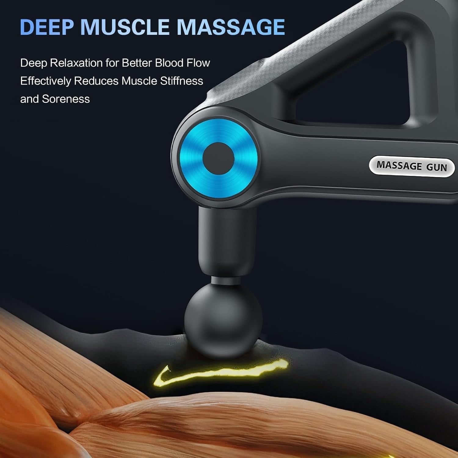 Deep Tissue Massage Gun 9 Speed Levels Ergonomic Handle Wireless Muscle Relief