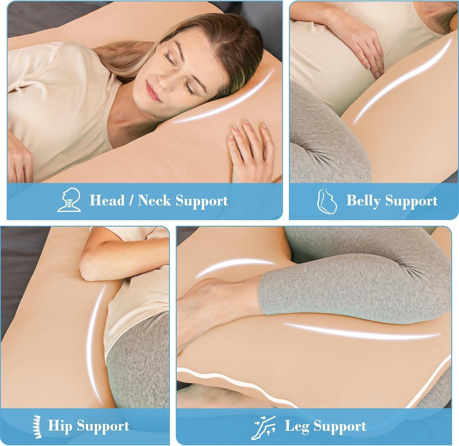 U Shaped Pregnancy Pillow 57in Full Body Maternity Support Pillow Soft Washable