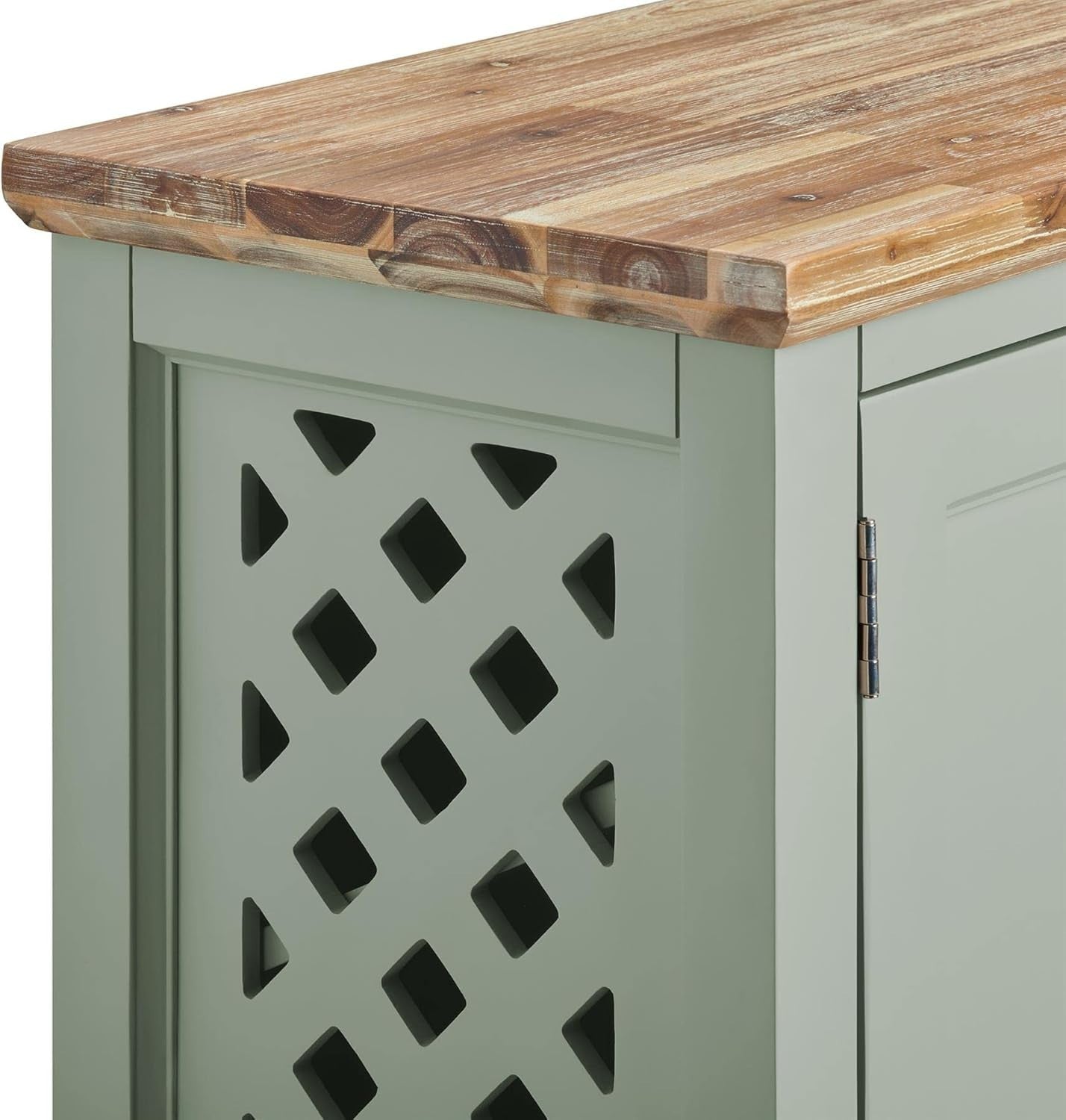 Sage Green Wooden Shoe Cabinet with Adjustable Shelves & Airflow Doors