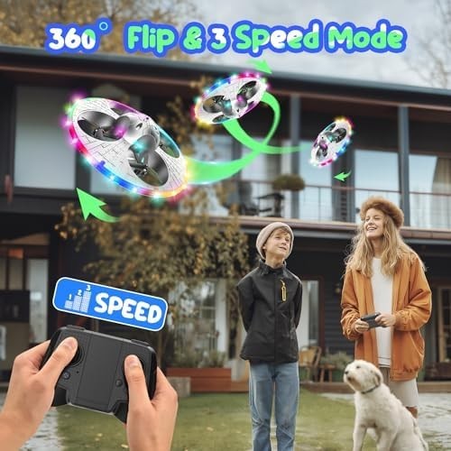 Foam UFO Drone for Kids RC Plane with LED Lights Remote Control Auto Hover 15min