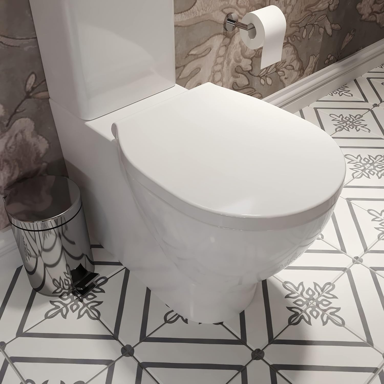 White Soft Close Toilet Seat Quick Release Antibacterial Adjustable Hinges