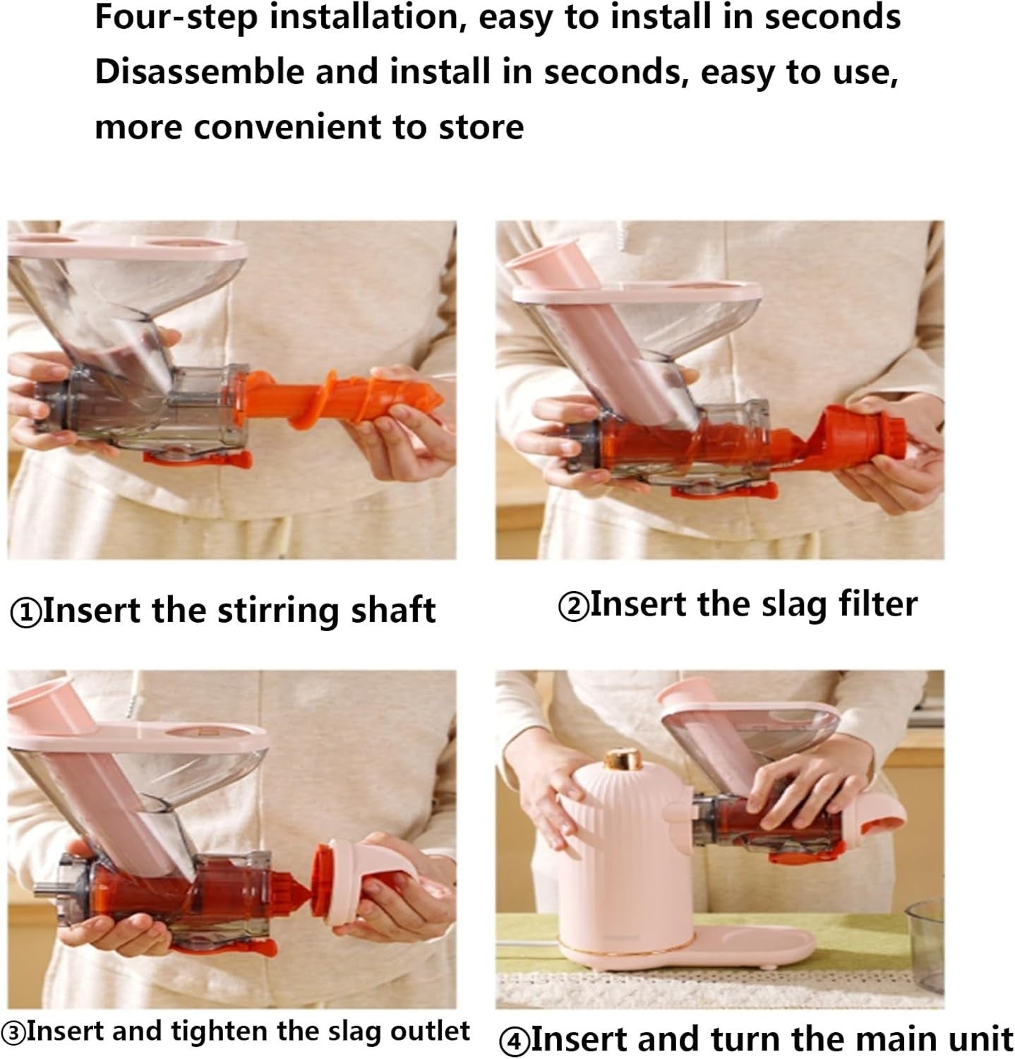 Slow Masticating Juicer 100W Cold Press Quiet High Juice Yield