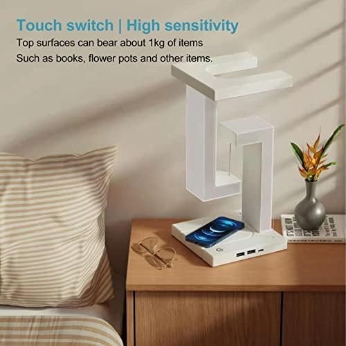 Matte Magnetic Levitating Desk Lamp 3-Level Touch LED with Wireless Charger
