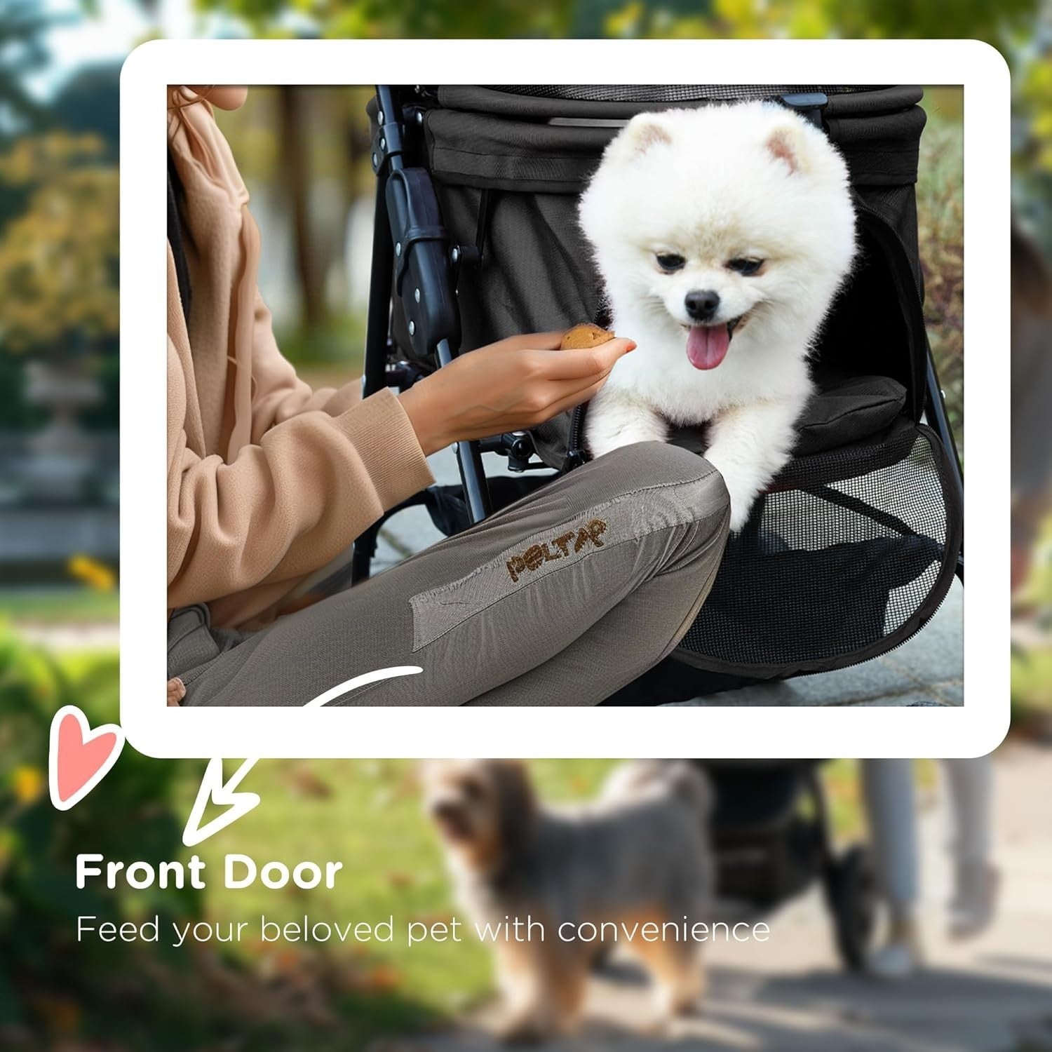Foldable Dog Stroller Pet Pushchair 4 Wheels Safety Leashes Black
