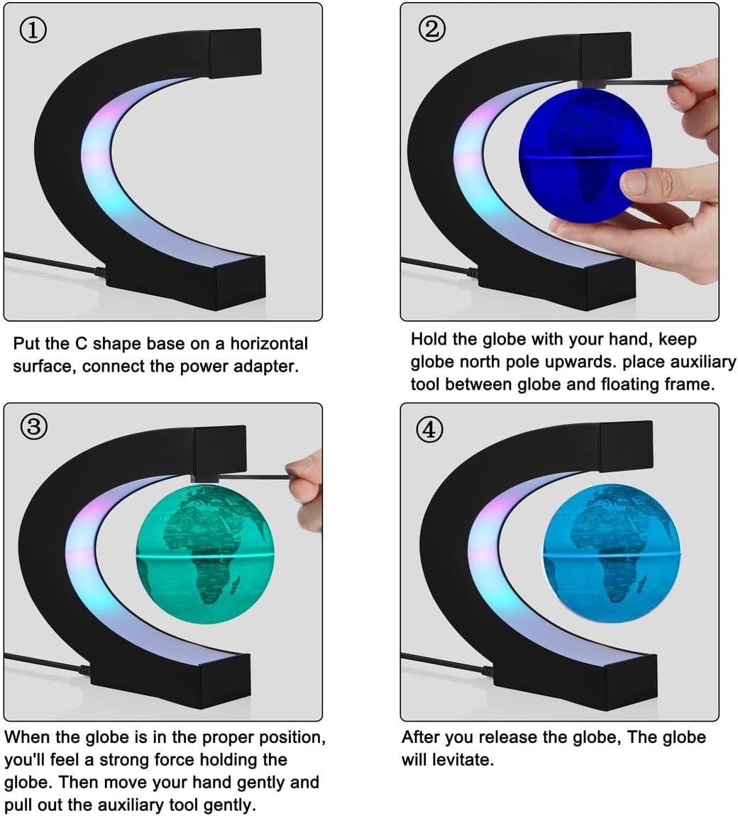 Levitating Globe Multi-Color, Floating Rotating Magnetic LED Desk Lamp
