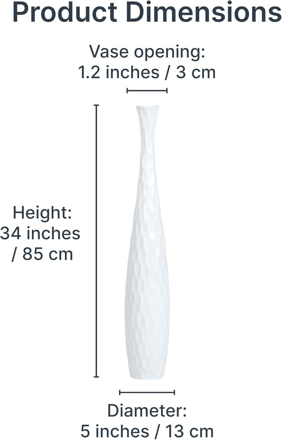 Large White Honeycomb Floor Vase 85cm Tall Wooden Decor for Pampas Grass