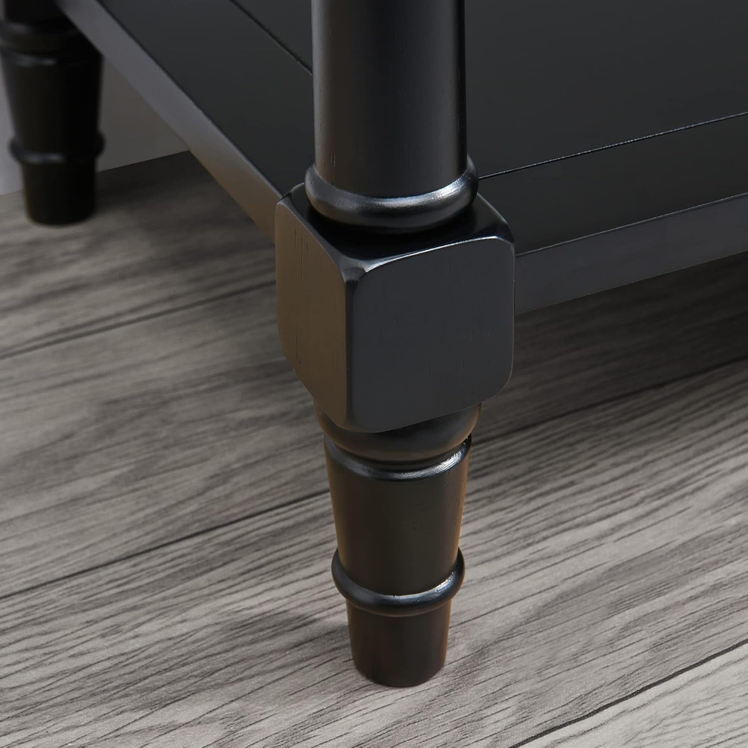 Solid Wood Console Table Black 2 Drawers Shelf Narrow Entryway 90cm
