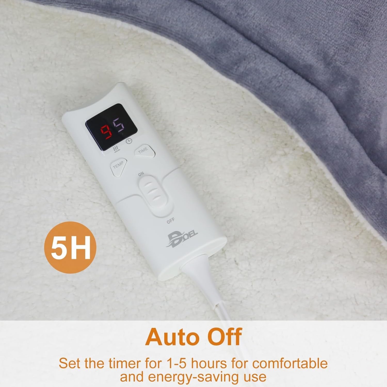 Electric Heated Throw Blanket 9 Heat Levels Auto Off Washable 180x130cm