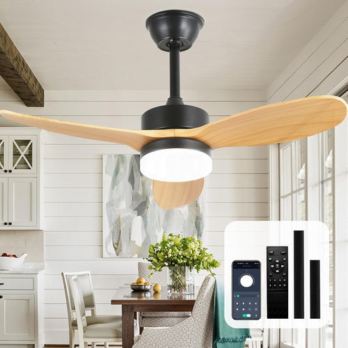 36" Farmhouse Ceiling Fan with Light, 6-Speed, Remote, Black
